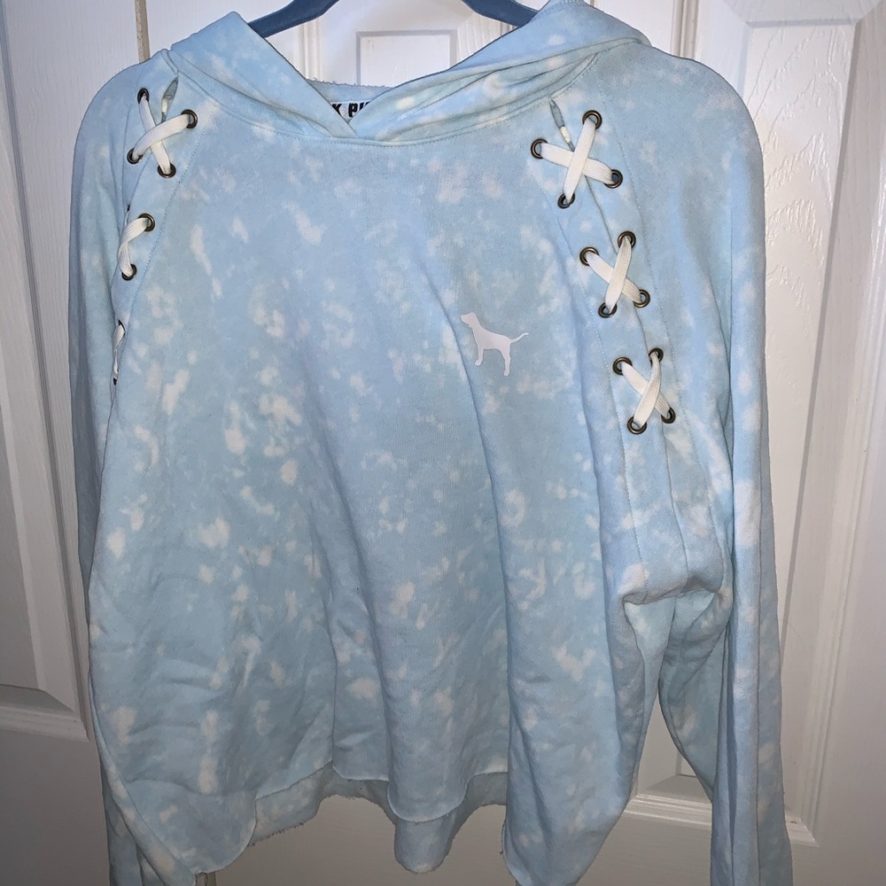 Blue tie die cropped hoodie from pink